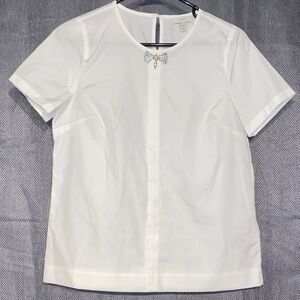 J. Crew Ivory Blouse with Bow Detail